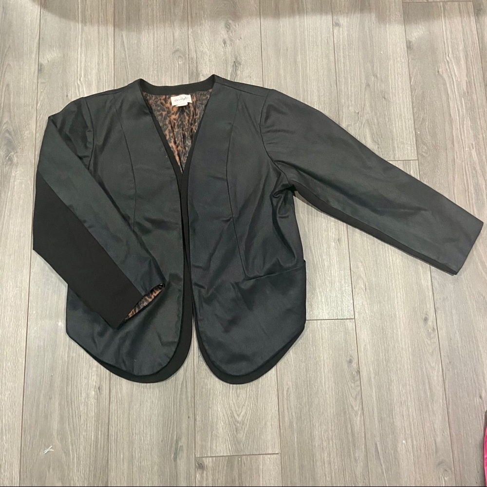 Star Style Black Faux Leather Work Blazer Size 3X